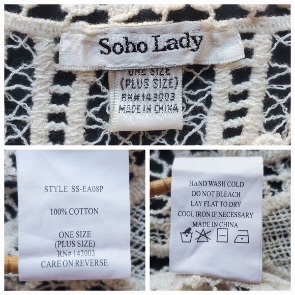 Soho Lady Y2K Crochet Tank Top Plus Size Cream Boho Butterflies Floral Festival - Picture 5 of 11